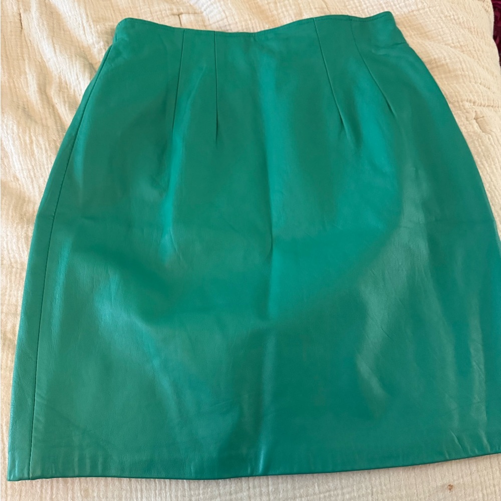 Vintage Green leather Women's Skirt